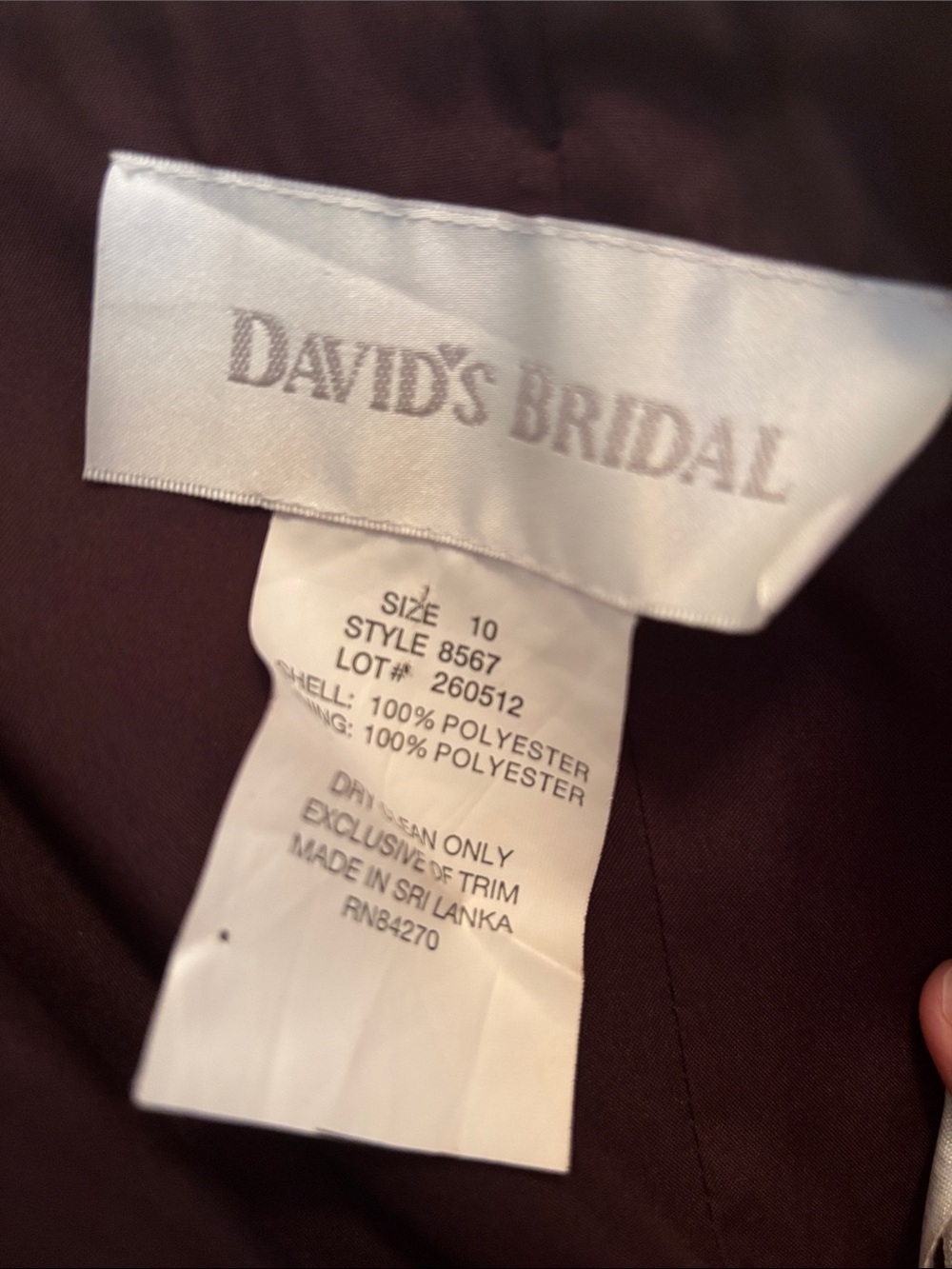 David’s bridal Strapless Burgundy Evening Gown with wrap size 10 - Picture 5 of 5